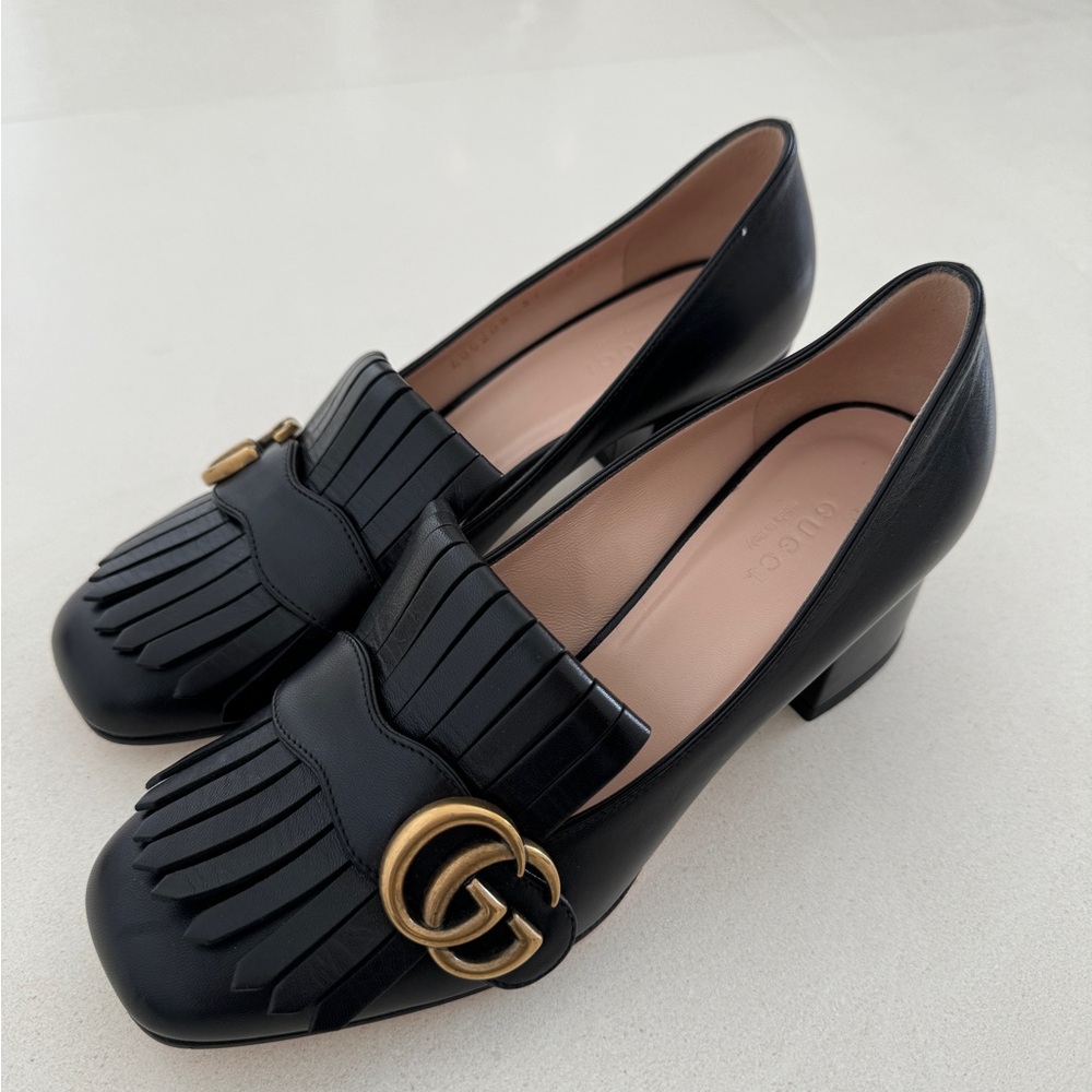 Gucci Marmont GG blocked heel, 37 black, in excellent condition, no box